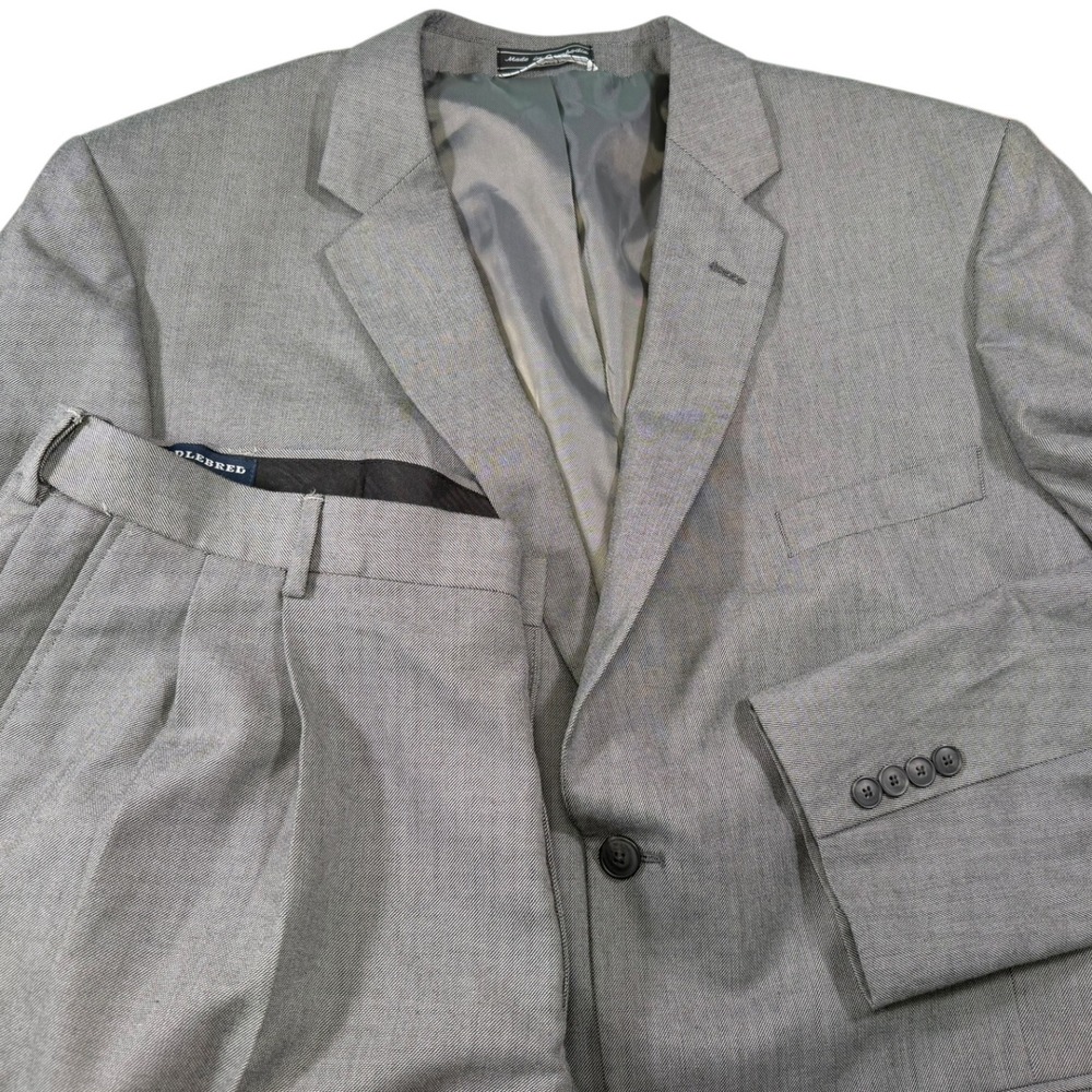 Saddlebred 50R 40x32 Gray 2 Piece Suit Set Pleated Cuffed Corporatecore Formal